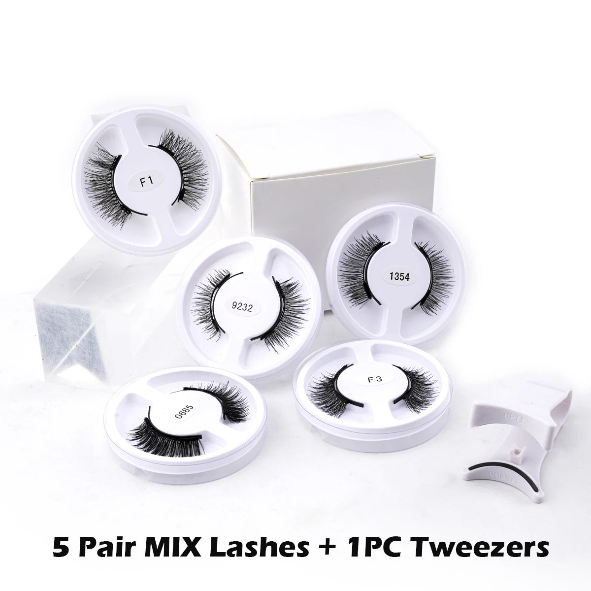 Magnetic Eyelashes 5 Pairs Reusable False Eyelashes and Magnetic Tweezers Set Natural 3D Mink Lashes Makeup Wholesale Faux Cils
