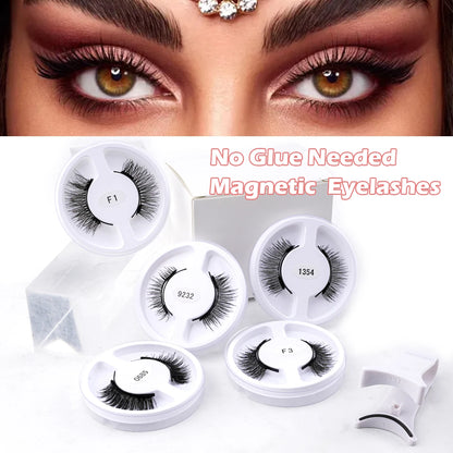 Magnetic Eyelashes 5 Pairs Reusable False Eyelashes and Magnetic Tweezers Set Natural 3D Mink Lashes Makeup Wholesale Faux Cils