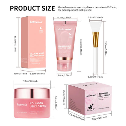 Collagen Jelly Cream Hydrolyzed Collagen Overnight Facial Mask Wrapping Peel-Off Mask Hydrating Firming Moisturizing SkinCare
