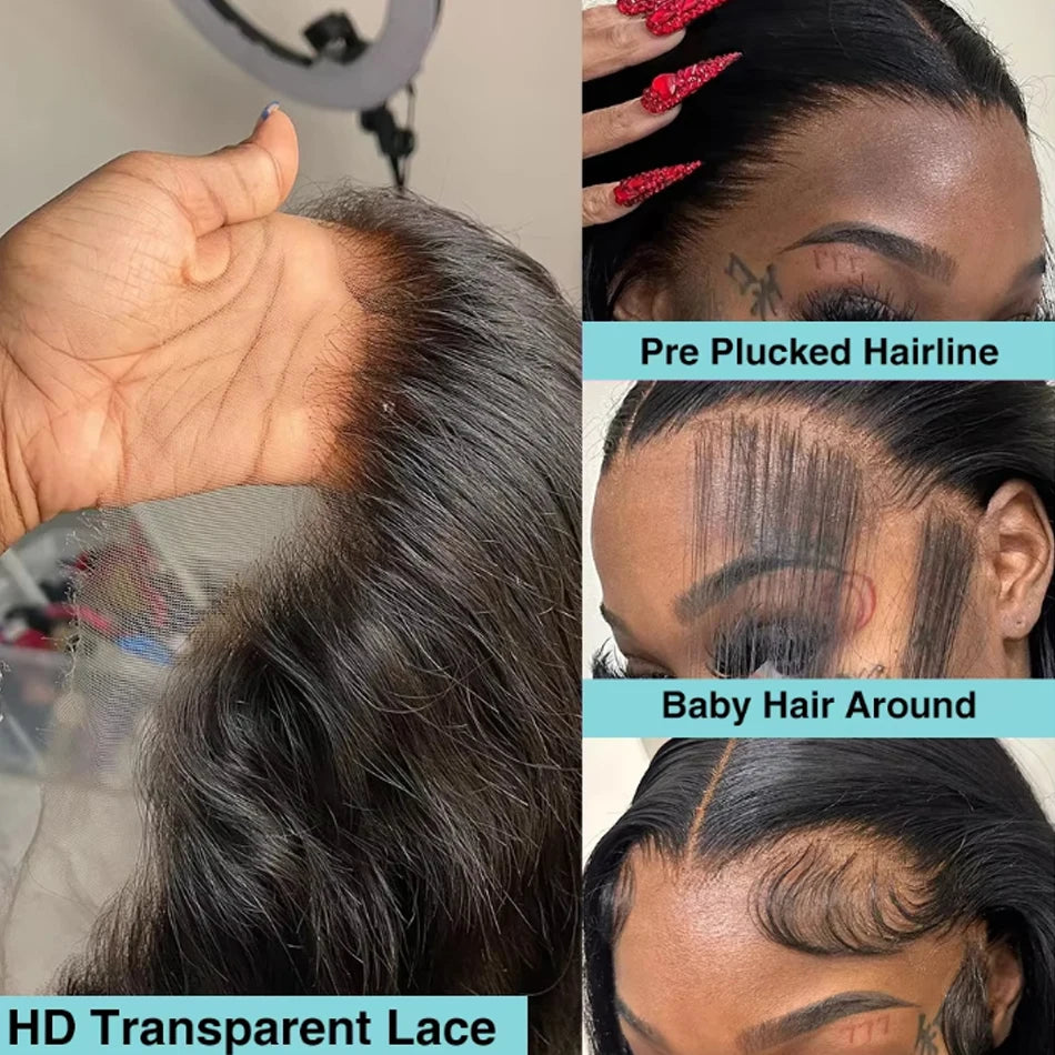 Perruque Glueless Wigs Brazilian Bone Straight 100% Raw Human Hair Wigs PrePlucked 13x4 HD Transparent Cheap Wig Ready To Wear