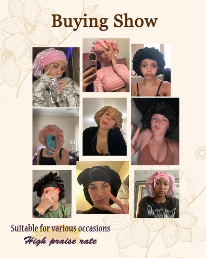 Satin Bonnet Silk Bonnet Adjustable Bonne For Sleeping Hair Bonnet With Tie Band Bonnets For Women Men
