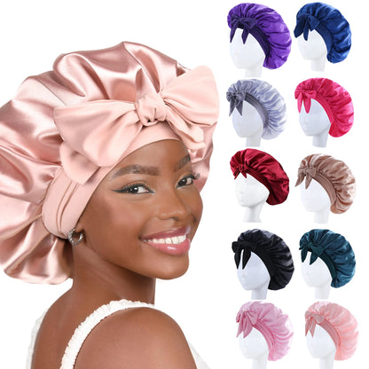 Satin Bonnet Silk Bonnet Adjustable Bonne For Sleeping Hair Bonnet With Tie Band Bonnets For Women Men