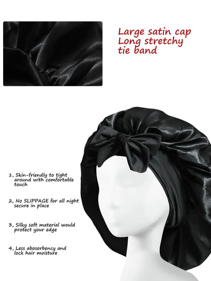 Satin Bonnet Silk Bonnet Adjustable Bonne For Sleeping Hair Bonnet With Tie Band Bonnets For Women Men