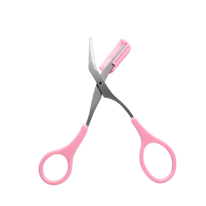 Curved Eyebrow Trimmer Eyebrow Scissors With Comb Stainless Steel Eyebrow Razor Hair Scissors Brow Trimmer Set Make Up Tool