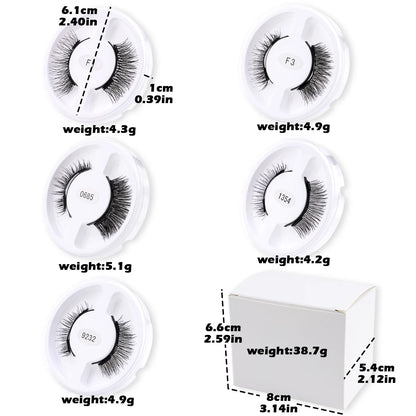 Magnetic Eyelashes 5 Pairs Reusable False Eyelashes and Magnetic Tweezers Set Natural 3D Mink Lashes Makeup Wholesale Faux Cils